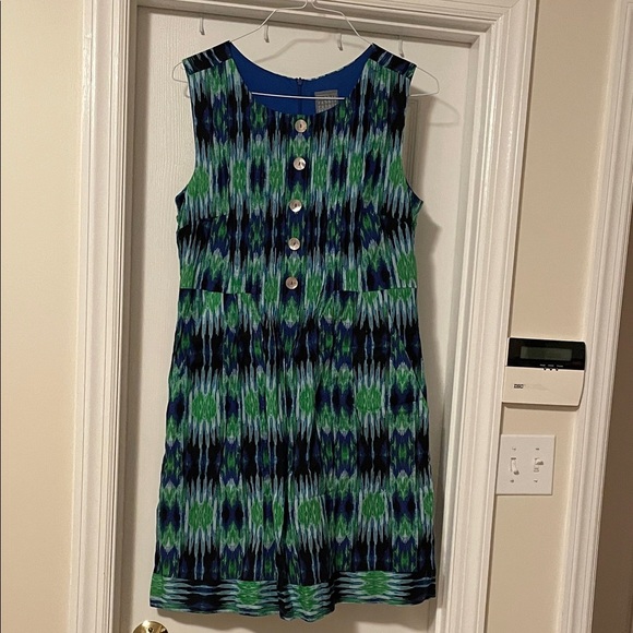 Rabbit Rabbit Rabbit Green and Blue Patterned Sleeveless Dress - Picture 1 of 4
